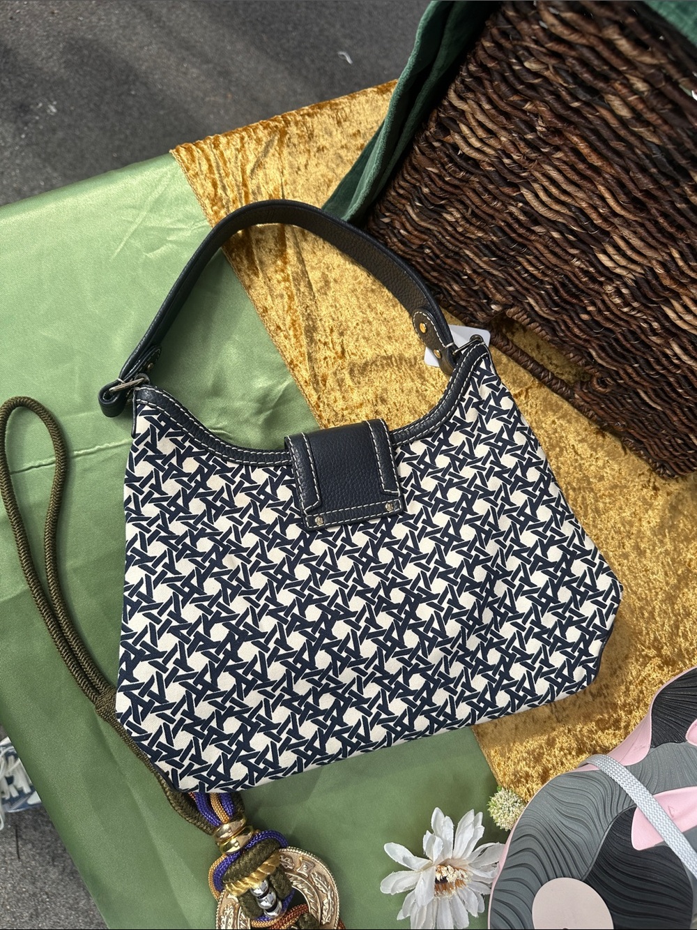 Kate spade Navy & Cream Patterned Shoulder Bag